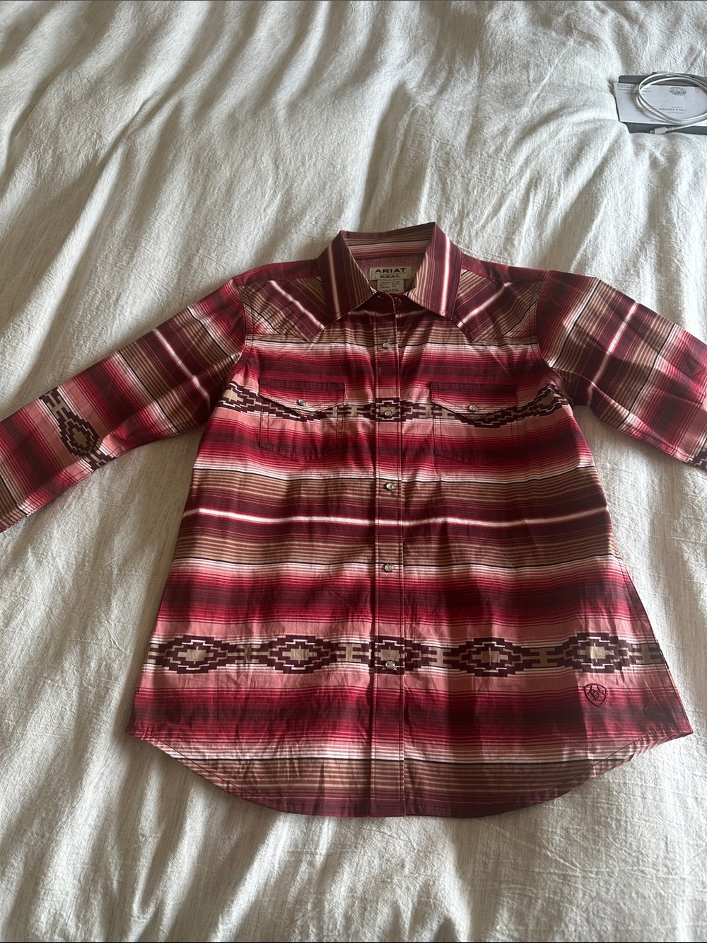 Ariat Red and Brown Striped Western Button-Down Shirt